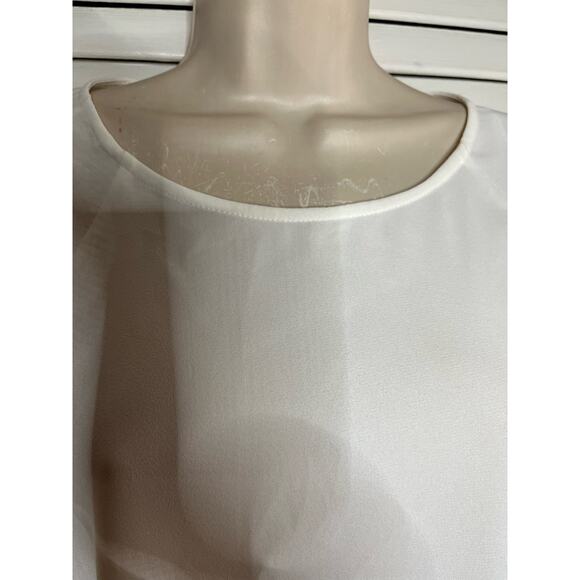 Classic Philopsophy clothing ivory blouse with flutter sleeves L work casaul - Picture 3 of 4